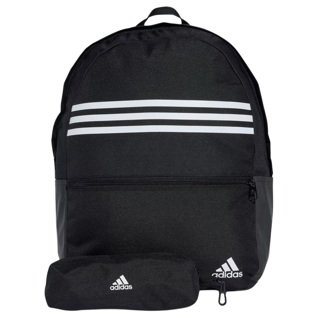 Adidas Classic Horizontal Three Stripes Zipper Closure Recycled Polyester Backpack Unisex Backpack Black IZ1895