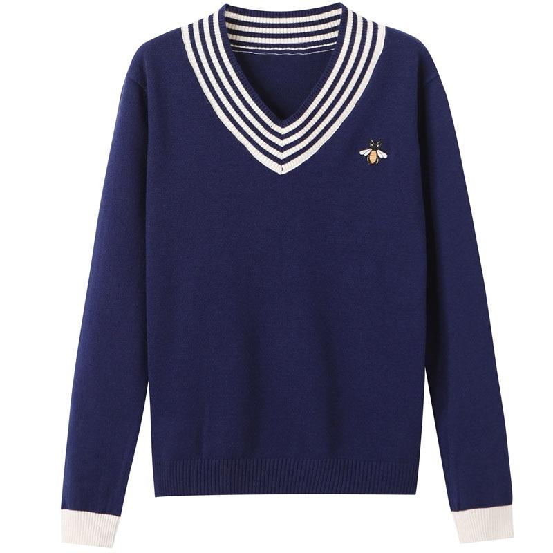 Женский свитер с вышивкой пчелы в европейском стиле на весну и осень C-019