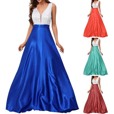 Женское повседневное платье с V-образным вырезом и длинными рукавами, однотонное свободное формальное платье