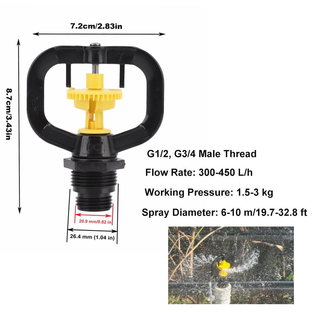 10PCS G1/2 and G3/4 Male Thread Rotating Irrigation Sprinklers 360 Degree Plastic Spinning Micro Nozzle Lightweight