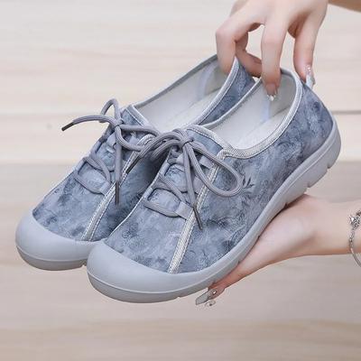 Женская обувь Весна Лето Тканевая Дышащая Легкая Удобная Нескользящая Мягкая Подошва Повседневная Обувь Обувь на шнуровке