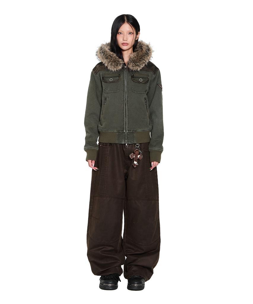 Aakam Fur Camo Contrast Jacket (Khaki)