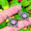 Rose Quartz Gemstone Handmade 925 Sterling Silver Jewelry Earring 1.97" s9J48