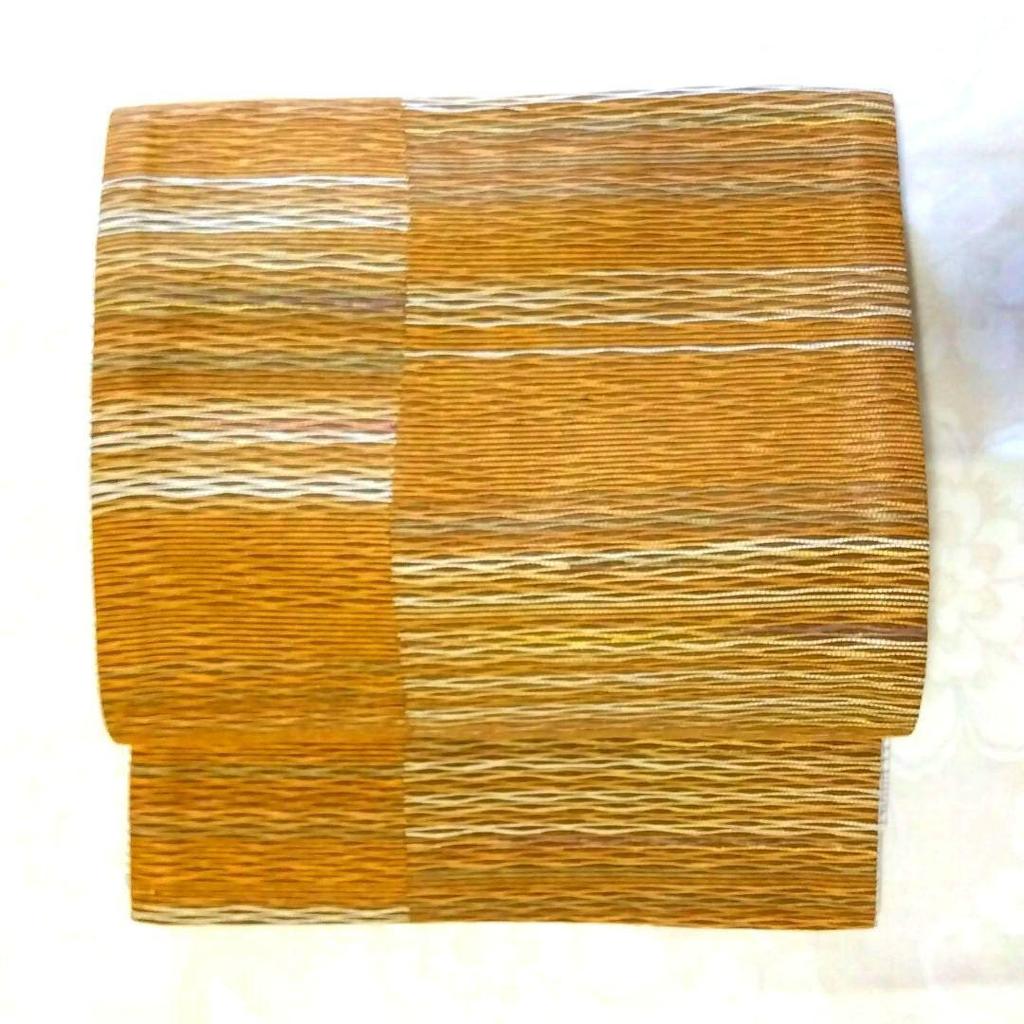 Used Nishijin Fukuro Obi, Kissho Seven Colors Iware Obi, Golden Tea Elegant, Tea Ceremony, Unused