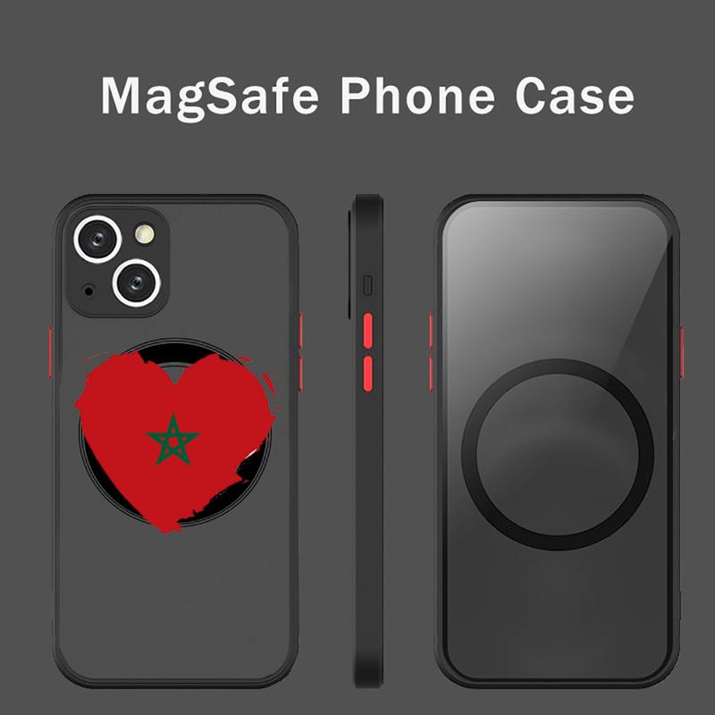 Чехол для телефона с флагом Марокко, прозрачный магнитный магнит Magsafe для iPhone 13 12 11 Pro Max Mini, чехол для беспроводной зарядки