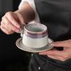 Креативный керамический набор кофейной чашки и блюдца, круглая чашка для воды в стиле ретро с изменением глазури в печи, керамическая чашка из грубой керамики для послеобеденного чая