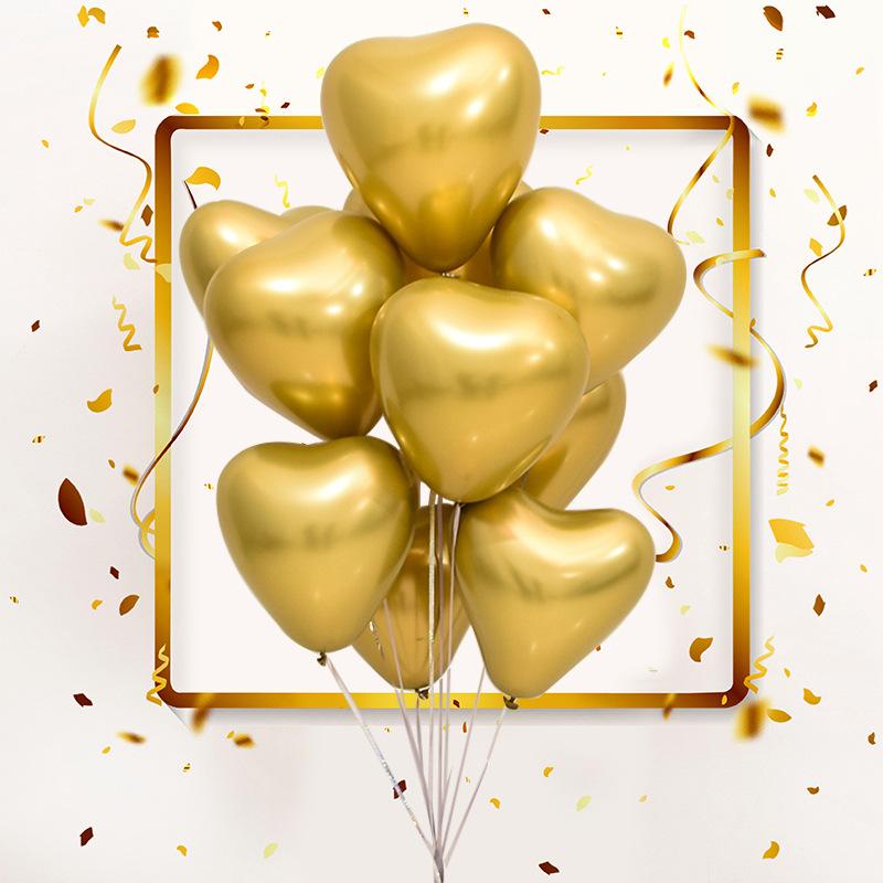 12inch Heart Shaped Wedding Balloon High Metal Latex Balloons Birthday Party Proposal Scene Decorated Purple Gold Helium Baloon