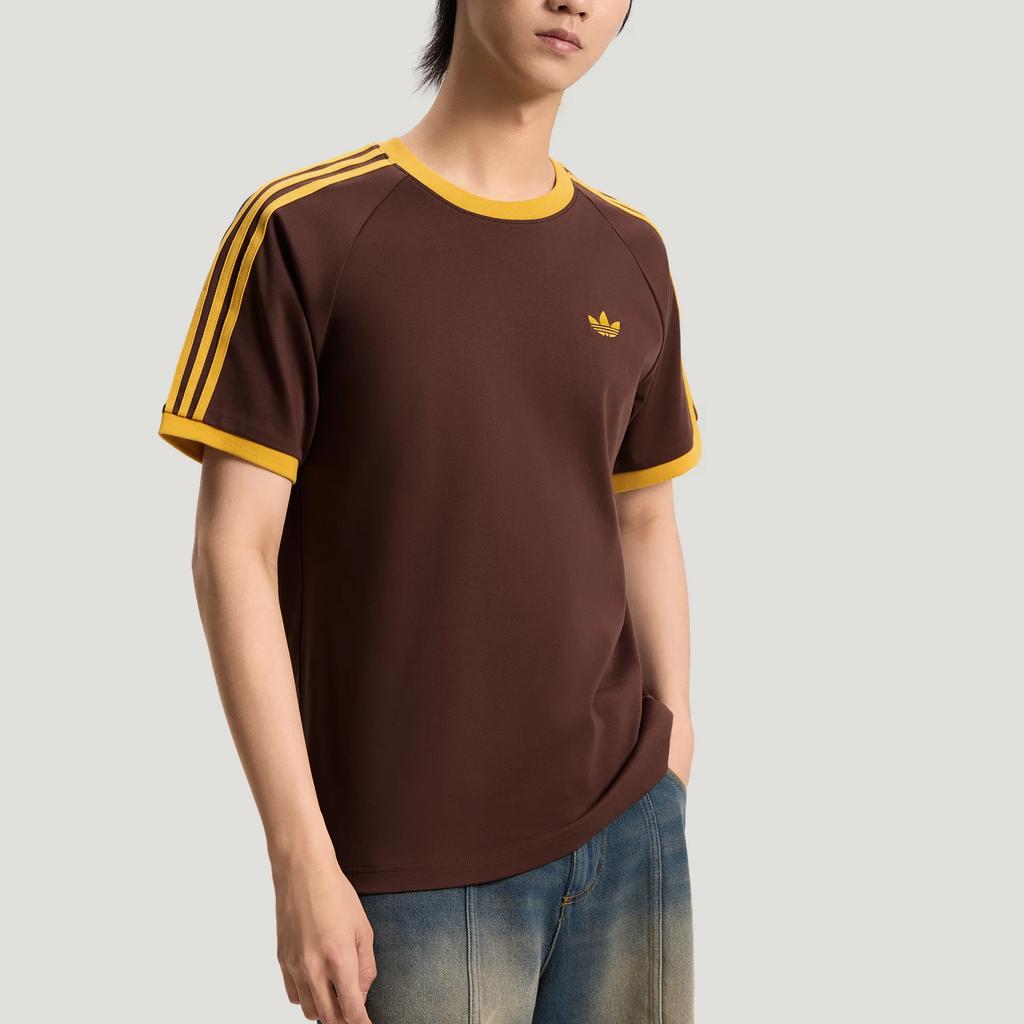 adidas Мужская вязаная полосатая футболка с круглым вырезом и коротким рукавом Originals Cali Топы KT7766
