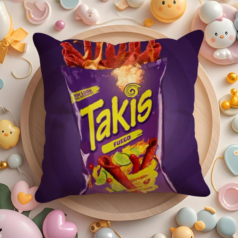 Pikpaka Funny Food C-Chips Takis Cushion Cover Plush Fabric Soft Double-Sided Printed Sofa Warm Winter Home Gift Pillow Cover