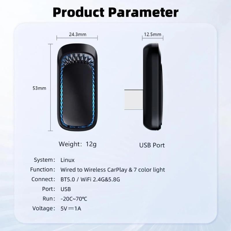 Беспроводной автомобильный адаптер CarPlay 2-в-1, USB-автоконвертер, Plug and Play, совместим с проводными автомобильными системами Apple CarPlay