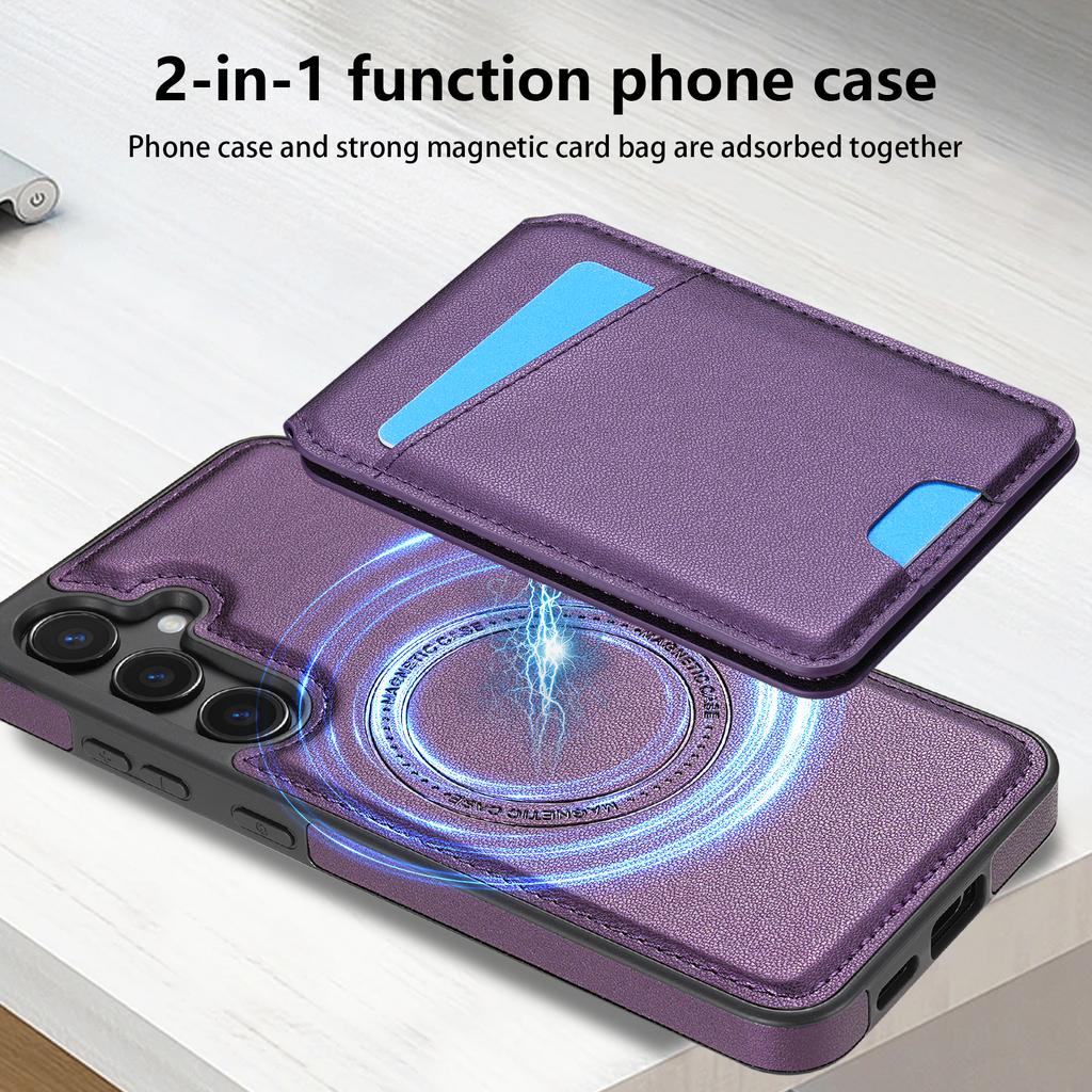 For Samsung Galaxy A55 5G Magnetic Case Detachable Card Holder Kickstand Leather Phone Back Cover