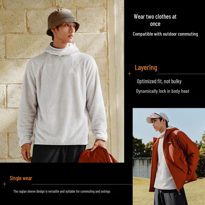 ANTA Fire Shell Tech Fleece Hooded Long Sleeve T-Shirt