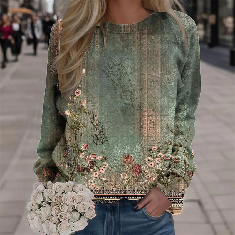 Цветочные 3D-принтованные футболки с длинным рукавом для женщин, уличная одежда, красочные цветочные свитера, топы, одежда Harajuku Y2k, футболки для девочек