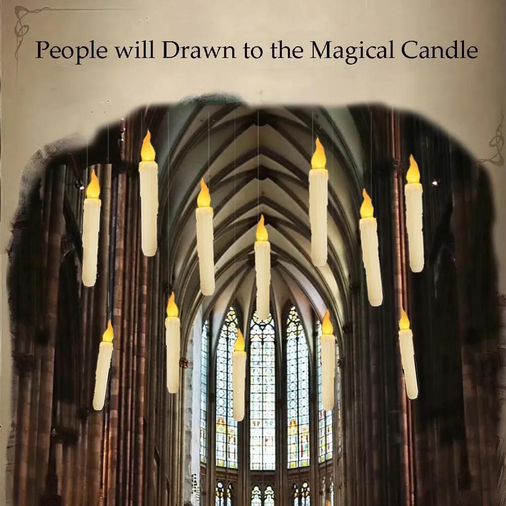 12/24 шт. Плавающие конусные свечи с пультом дистанционного управления, мерцающие светодиодные электронные подсвечники для декора на Хэллоуин, Рождественскую вечеринку