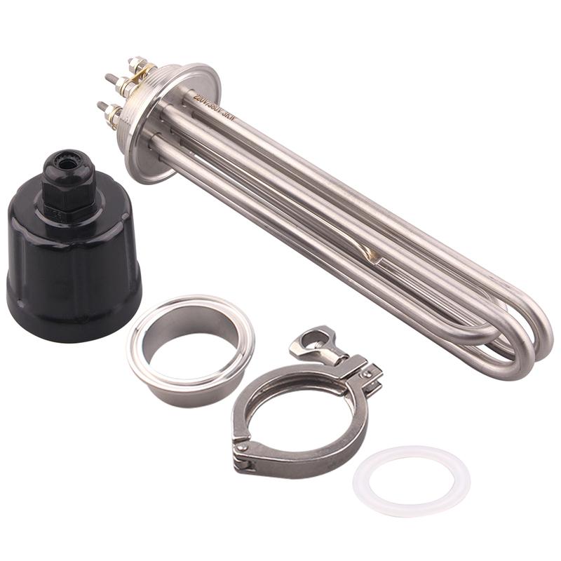 2" Tri Clamp Heating Element with Probe Tube 220V  Immersion Water Heater 3KW Steel Stainless 304