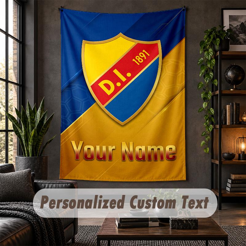 Personalized Wall Tapestry,Djurgårdens IF Custom Text, Soft Fabric Wall Art For Indoor Decoration