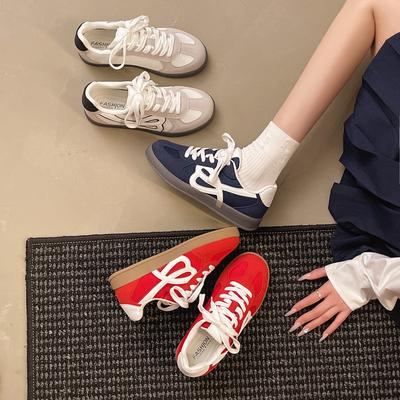 Версия из коровьей кожи~ натуральная кожа ретро с круглым носком немецкие тренировочные туфли женские сочетающиеся универсальные повседневные спортивные туфли на плоской подошве ретро стиль