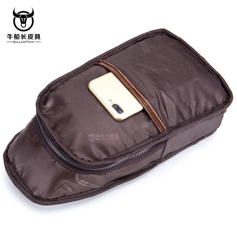 BULLCAPTAIN Genuine Leather Crossbody Bags Men Leather Shoulder Men Chest Bags Fashion Travel Handbags Man Messenger Bag Male
