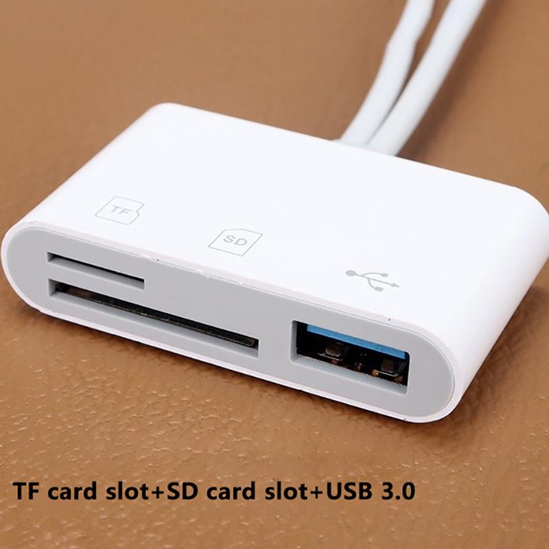 2 в 1 OTG кард-ридер Type C Lightning для SD-TF карты памяти с USB-портом для зарядки для Macbook, ПК, ноутбука, iPhone, кард-ридер