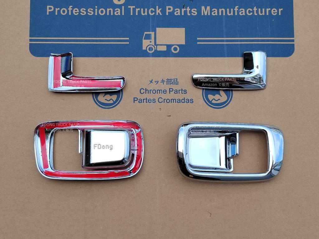 HINO Grand Pro Inner Handle Set and Chrome Fits New Loop Profia Profia/Ranger Cover/Garnish (Left Right) Plated, Stick-On Type, Profia/Air [Used]