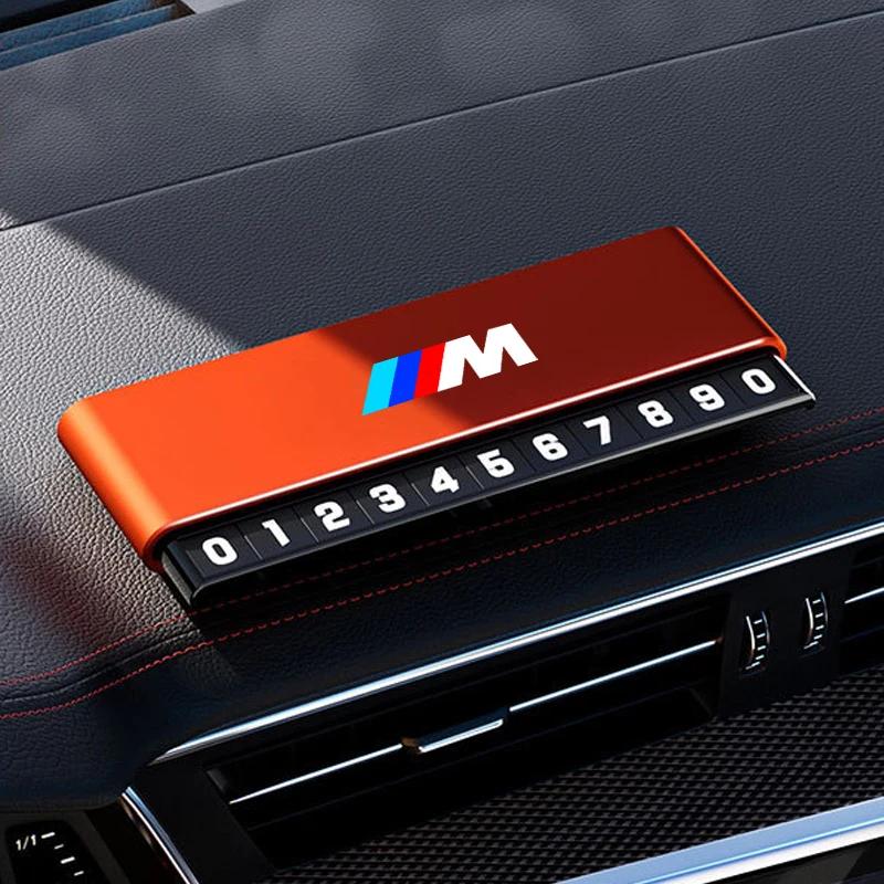 BAGG9 Car Sticker Aluminium Alloy Car Temporary Parking Card Phone Number Plate For BMW M Emblem M3 M5 X1 E46 E36 E34 F10 E90 F30 E60