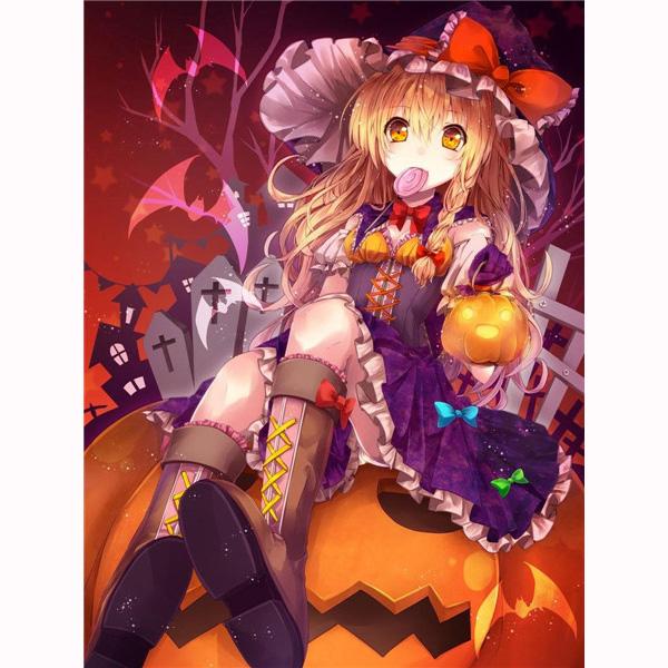 5D Diamond Embroidery Anime Girl Diamond Painting Halloween Pumpkin Cross Stitch Kit Mosaic Picture Home Decoration Kids Gifts