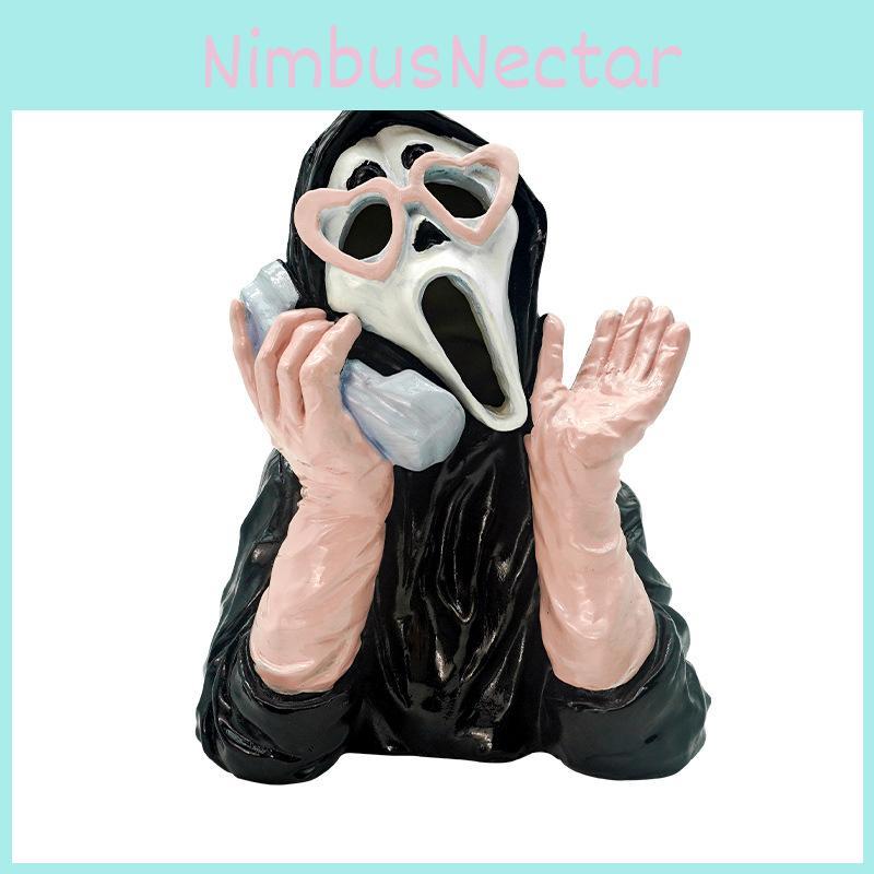 Ornament Luminous Resin Pink Screaming Ghost Face For Halloween Decor Event