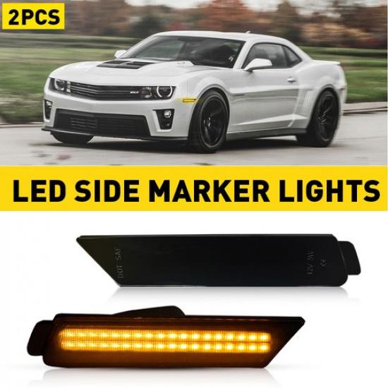 Smoked Clear / Side Lens Marker White/Amber/Red Light Fit Chevy 2010-2015 Camaro