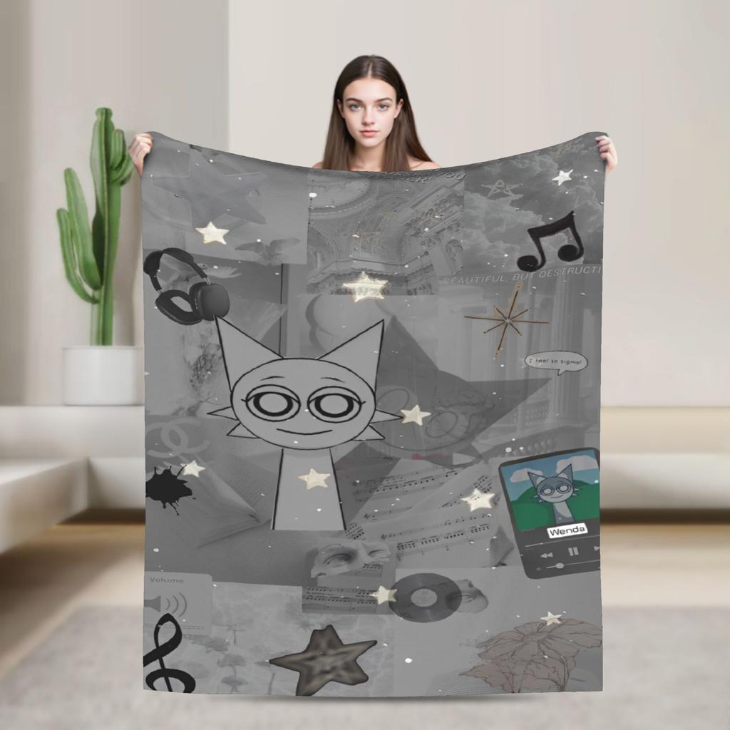 Sprunkis Characters Game Fuzzy Blanket  Funny Throw Blankets for Home 125*100cm Rug Piece