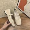 Z Fairy Retro Square-Toe Suede Mary Jane Heels - Women's 2024 Spring Soft Leather