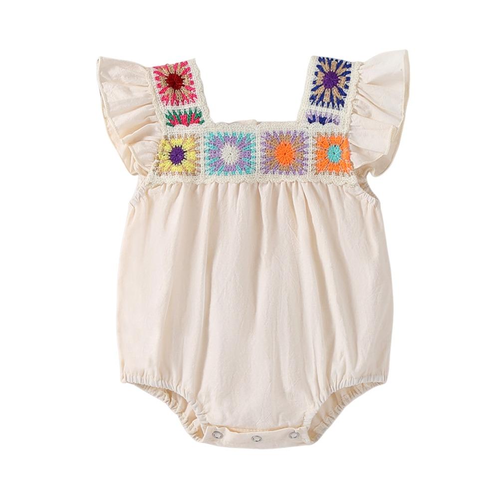 Ruffle Sleeveless Baby Girl Romper Square Neck Infant Bodysuit Onesie Bubble Romper Summer Clothes