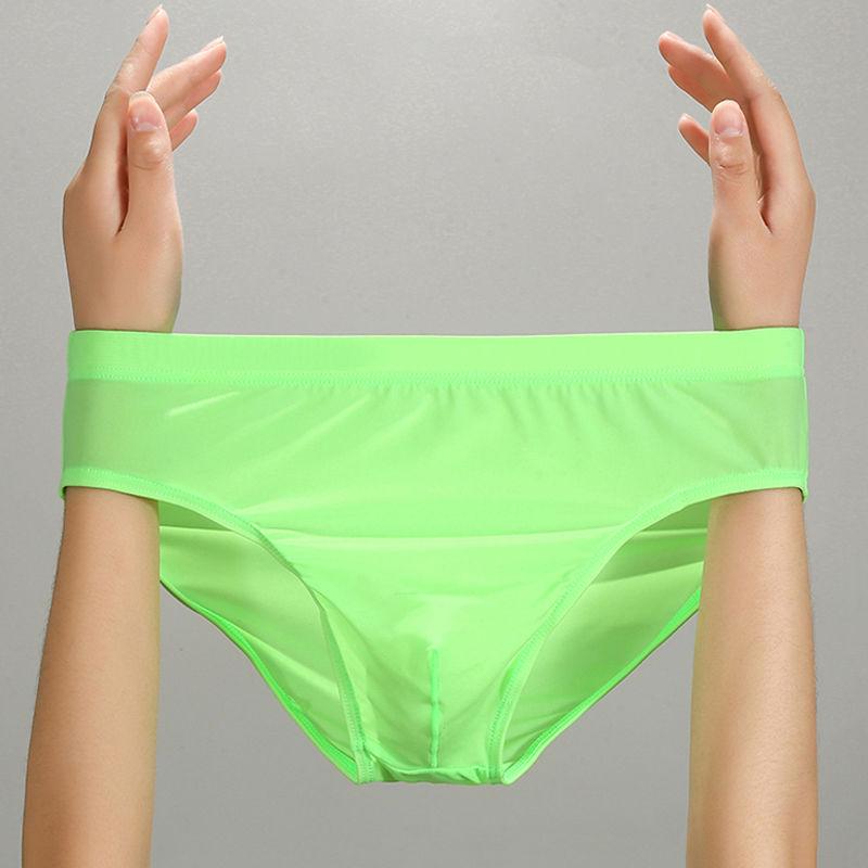 Мужские трусы из ледяного шелка, нижнее белье, бесшовные мужские дышащие трусы, мужские U-мешочки, сексуальное мужское нижнее белье, трусики