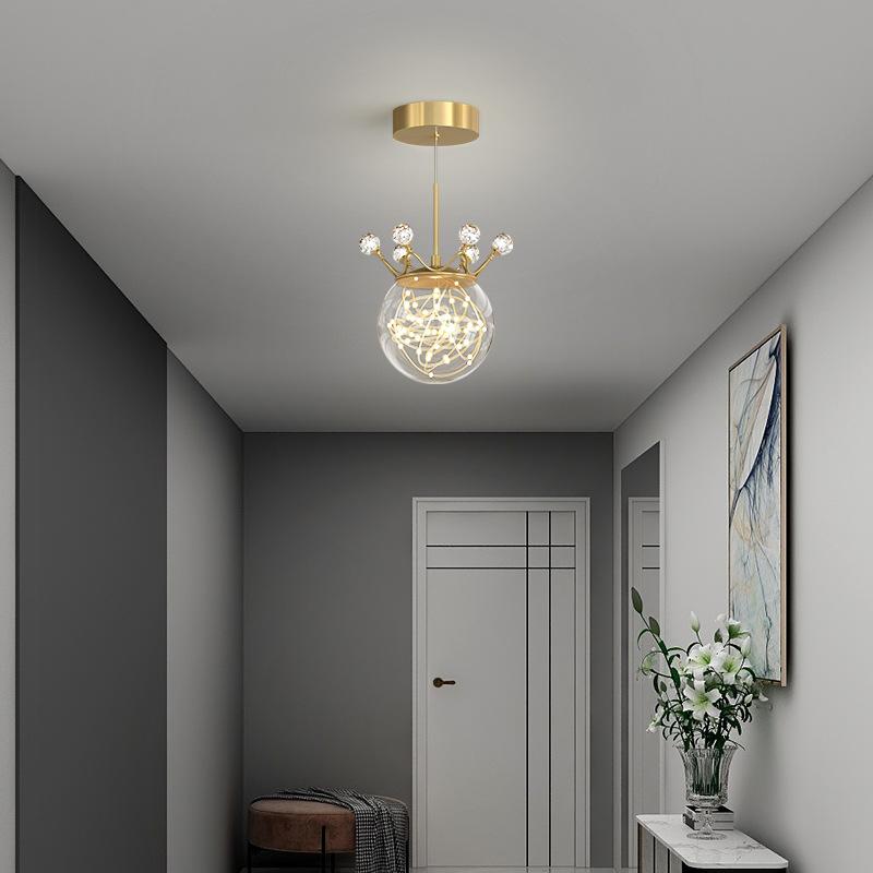 Свет для прохода, маленькая люстра для прихожей, современный минималистичный светильник для прихожей, креативное сетчатое красное звездное освещение для балкона