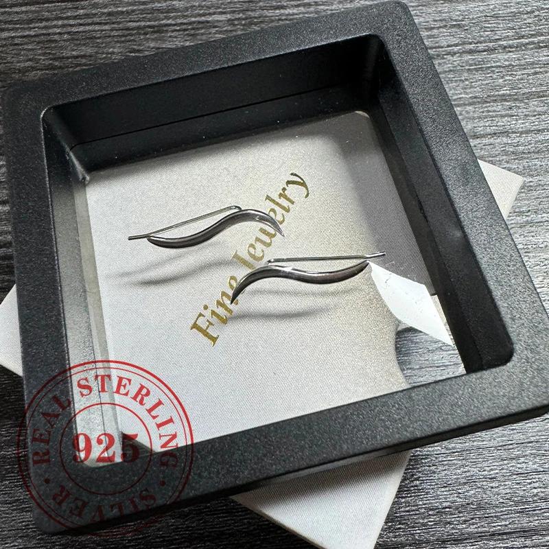 Newly Wave Designed Earrings Sterling Silver Trendy Daily Wearable Ear Accessories Female Minimalist Charms Jewelry