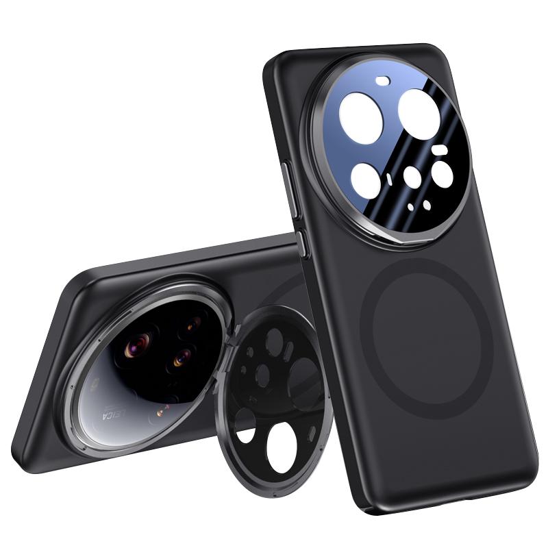 Чехол для Xiaomi 15 Ultra, совместимый с MagSafe, с защитной пленкой для объектива и подставкой, жесткий ПК чехол для телефона