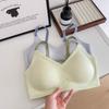 Women's Semi-Fixed Seamless Bra Push-Up Anti-Drooping Comfortable Color Contrast Design Thin Wire-Free Underwear