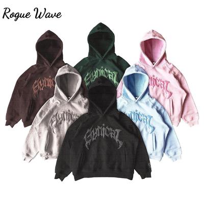 RogueWave Харадзюку Уличный Популярный Винтажный Принт с Буквами Y2k Толстовки на Молнии Свободный Свитшот Унисекс Повседневный Джокер Пуловеры Толстовка Топы