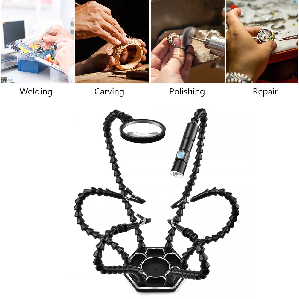 Инструмент для пайки печатных плат «Руки помощи» с 6 гибкими ручками, легкими вращающимися зажимами и стабильной фиксацией