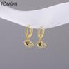 925 Sterling Silver Micro Zircon Eyes Hoop Earrings Female Light Luxury Shiny Golden Earrings