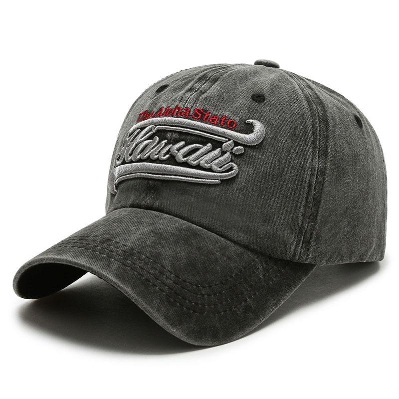 Hat Men's Spring and Autumn Washing Embroidered Alphabet Baseball Cap Retro Peaked Cap Women's Casual Shade Sports Sun Hat