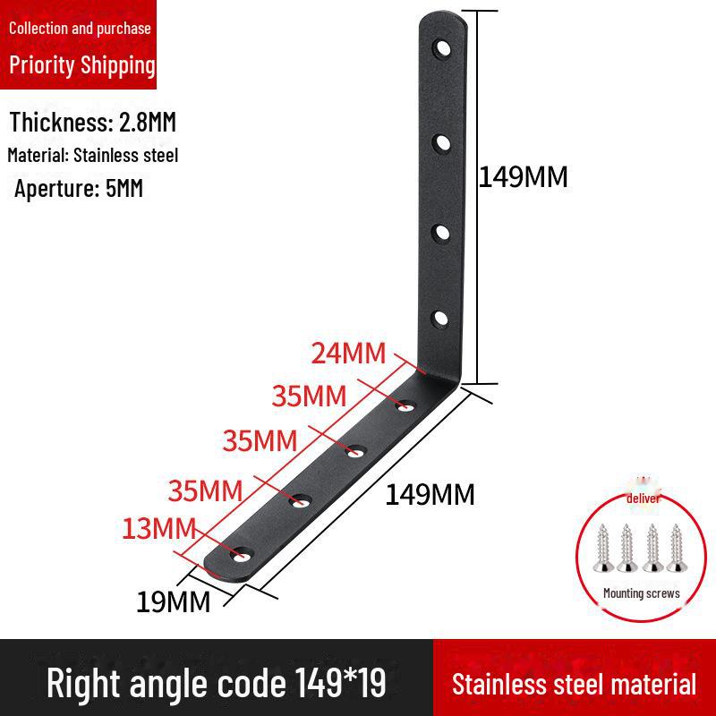 Кронштейн для полок L-образной формы из нержавеющей стали, соединитель под прямым углом 90 градусов