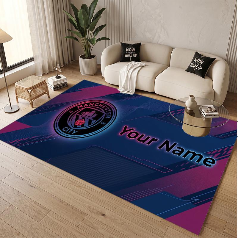 Personalized Crystal Velvet Carpet Manchester City Pattern Non Slip Floor Rug