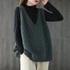 Spring Fall Women Vest Knitted Sweater Retro V Neck Loose Sleeveless Solid Color
