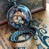 Nostalgic Black Double-Sided Mechanical Pocket Watch with Roman Numerals and Coarse Chain