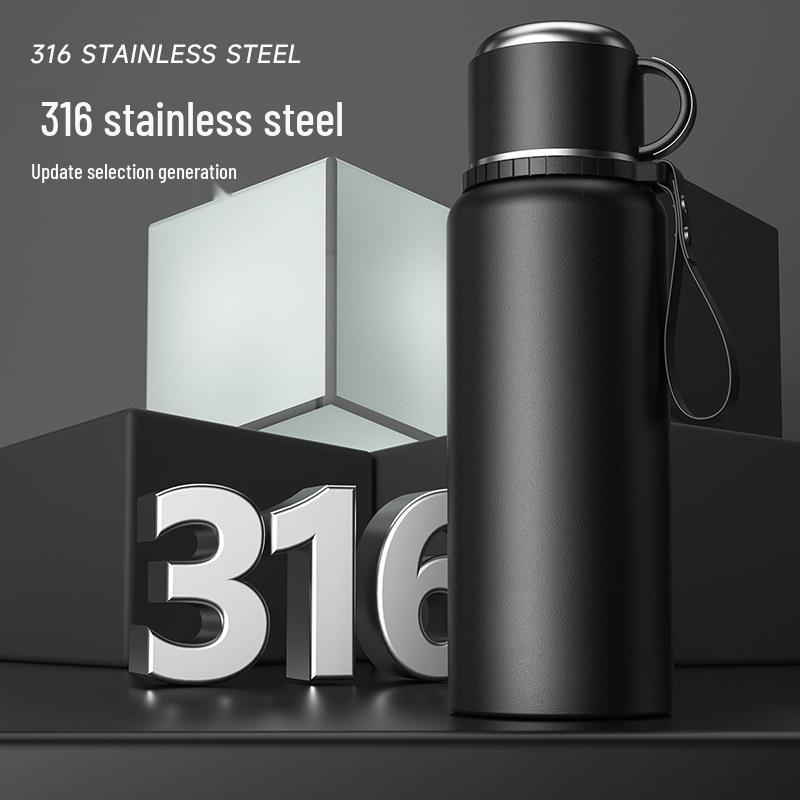 Мужская термокружка из нержавеющей стали 316 большой вместимости для путешествий на открытом воздухе с разделением чая и воды, с логотипом на заказ