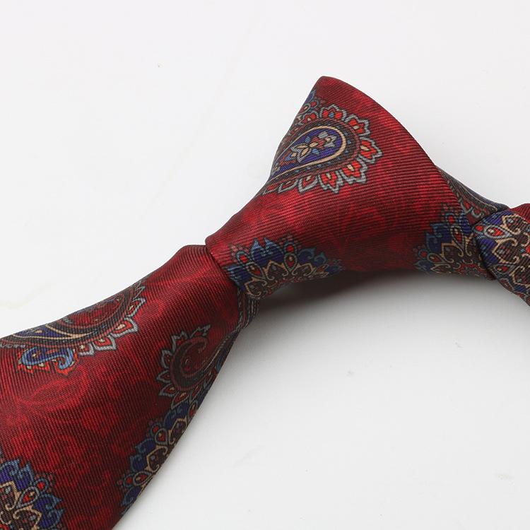Галстук с высококачественным узором, мужской, с принтом, бордовый, из искусственного шелка, для бизнеса, банкета, свадьбы, для жениха, ручной работы, с узором "кашемировый огурец", ручной стиль