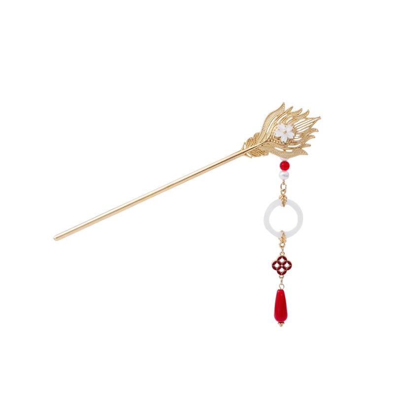 Wedding Step Tassel Pendant Hairpin, Ancient Phoenix Flower High-End Hairpin Hanfu Hair Accessories