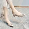 Fashion Hot Selling 2025 New Crystal Rivets Transparent Sandals Women Pointed Toe Summer Wedding Shoes Woman Gladiator Sandalias Mujer