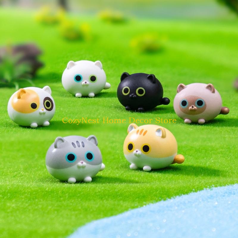 92MF Cats Figurines Mini Cats Decors Toy Playsets Miniature Doll Garden Figurine