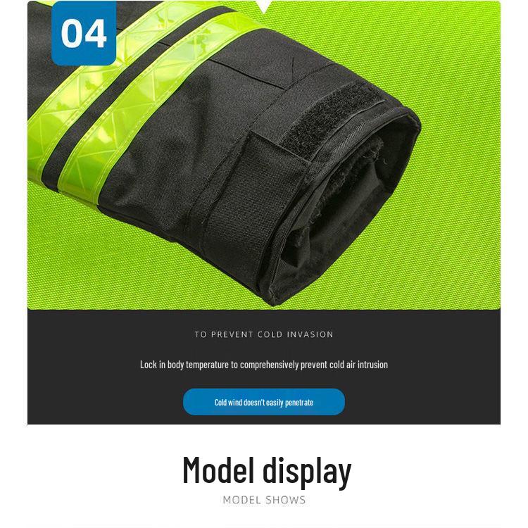 Светоотражающее водонепроницаемое зимнее пальто с толстой внутренней подкладкой для несения службы на дорогах и защиты от холода
